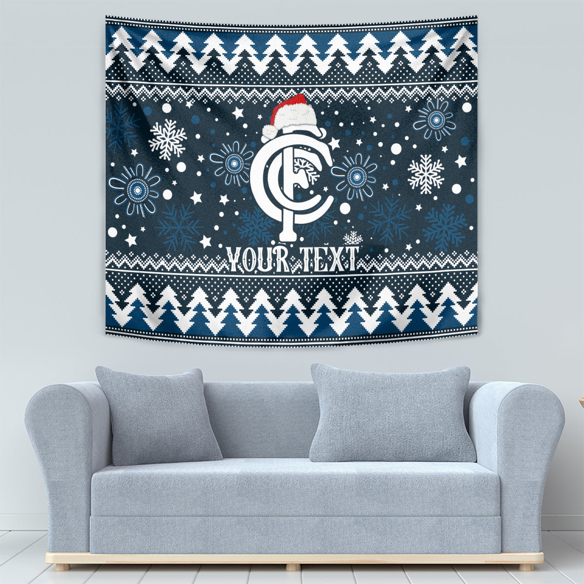 Custom Carlton Blues Football Tapestry Christmas Vibe 2023 - Vibe Hoodie Shop