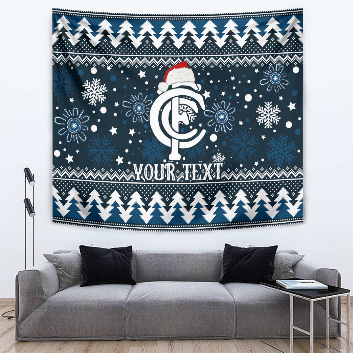 Custom Carlton Blues Football Tapestry Christmas Vibe 2023 - Vibe Hoodie Shop