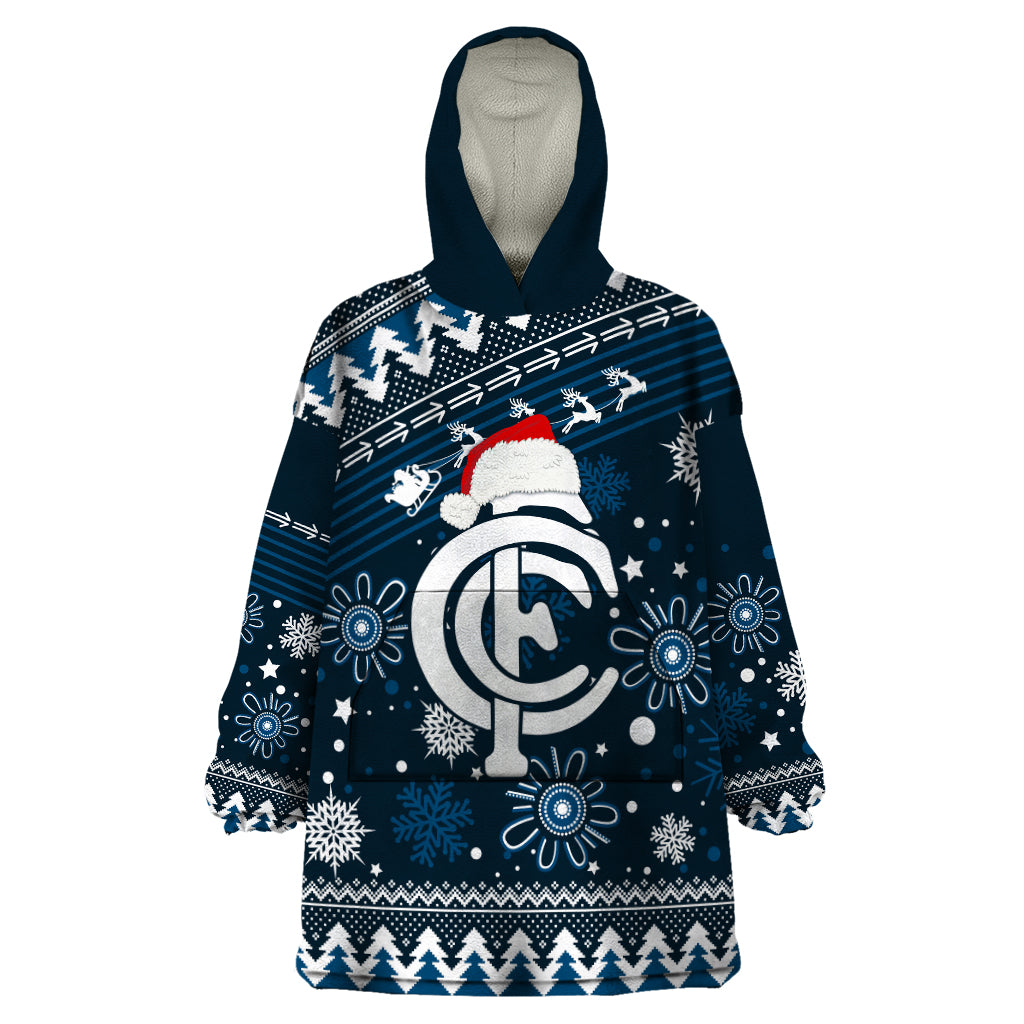 Custom Carlton Blues Football Wearable Blanket Hoodie Christmas Vibe 2023 - Vibe Hoodie Shop