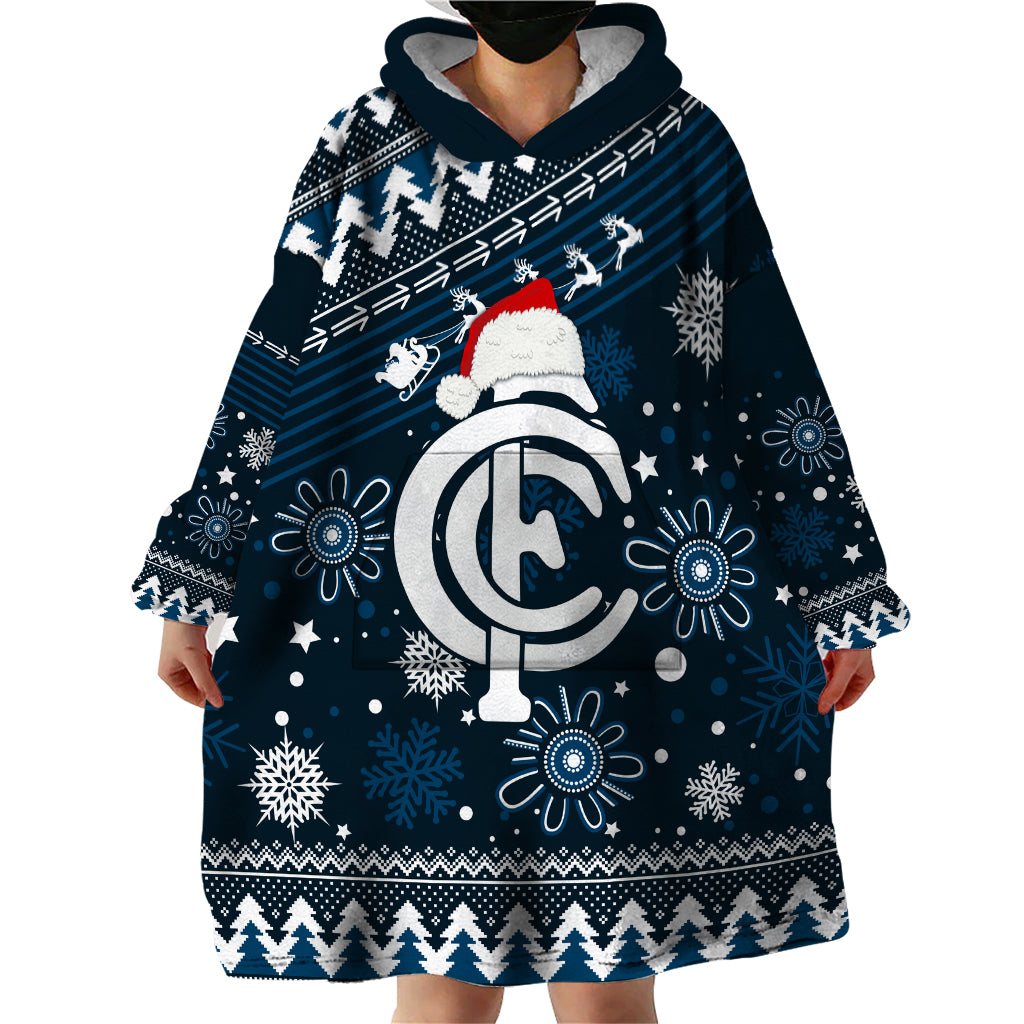 Custom Carlton Blues Football Wearable Blanket Hoodie Christmas Vibe 2023 - Vibe Hoodie Shop