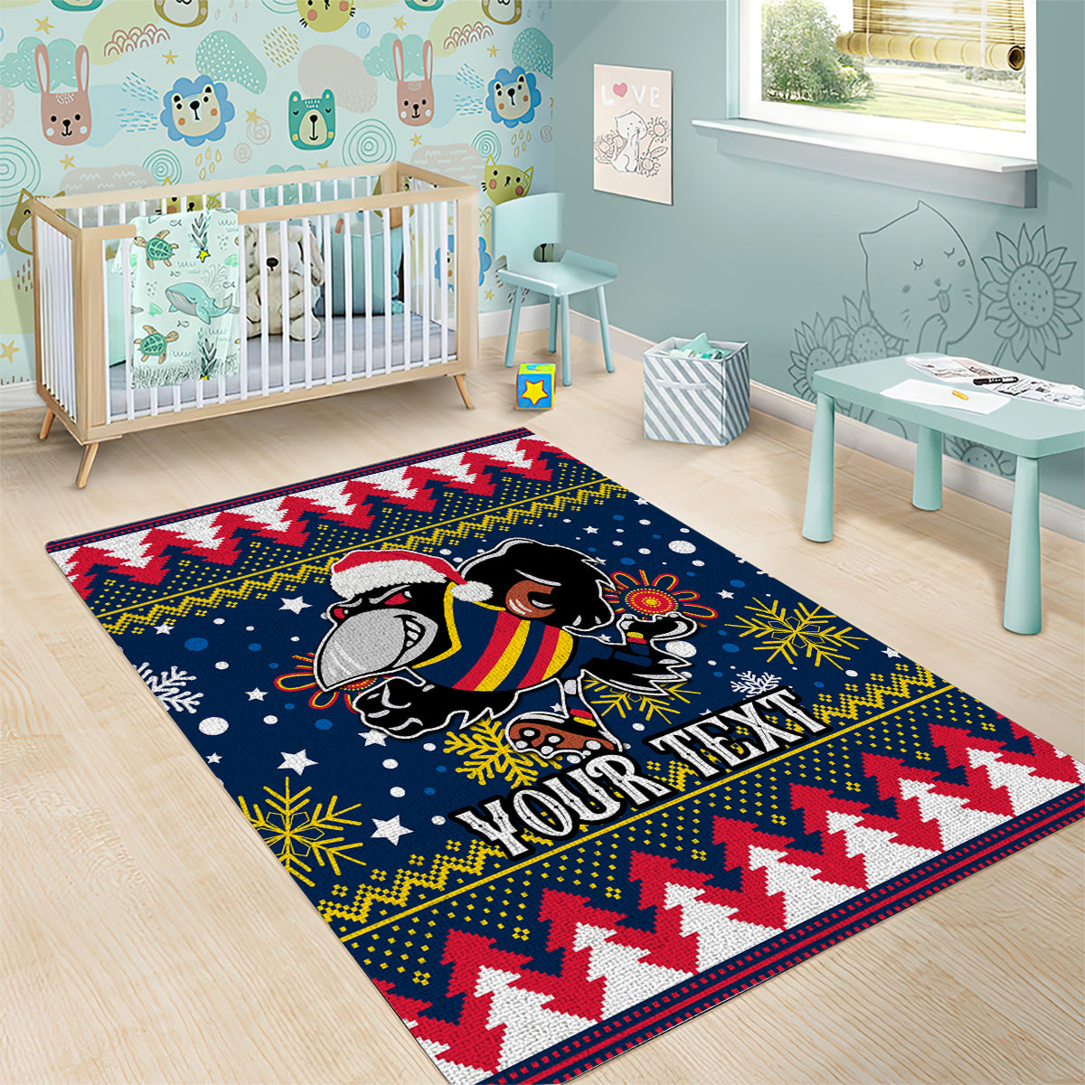 Custom Crows Football Area Rug Christmas Vibe 2023 - Vibe Hoodie Shop