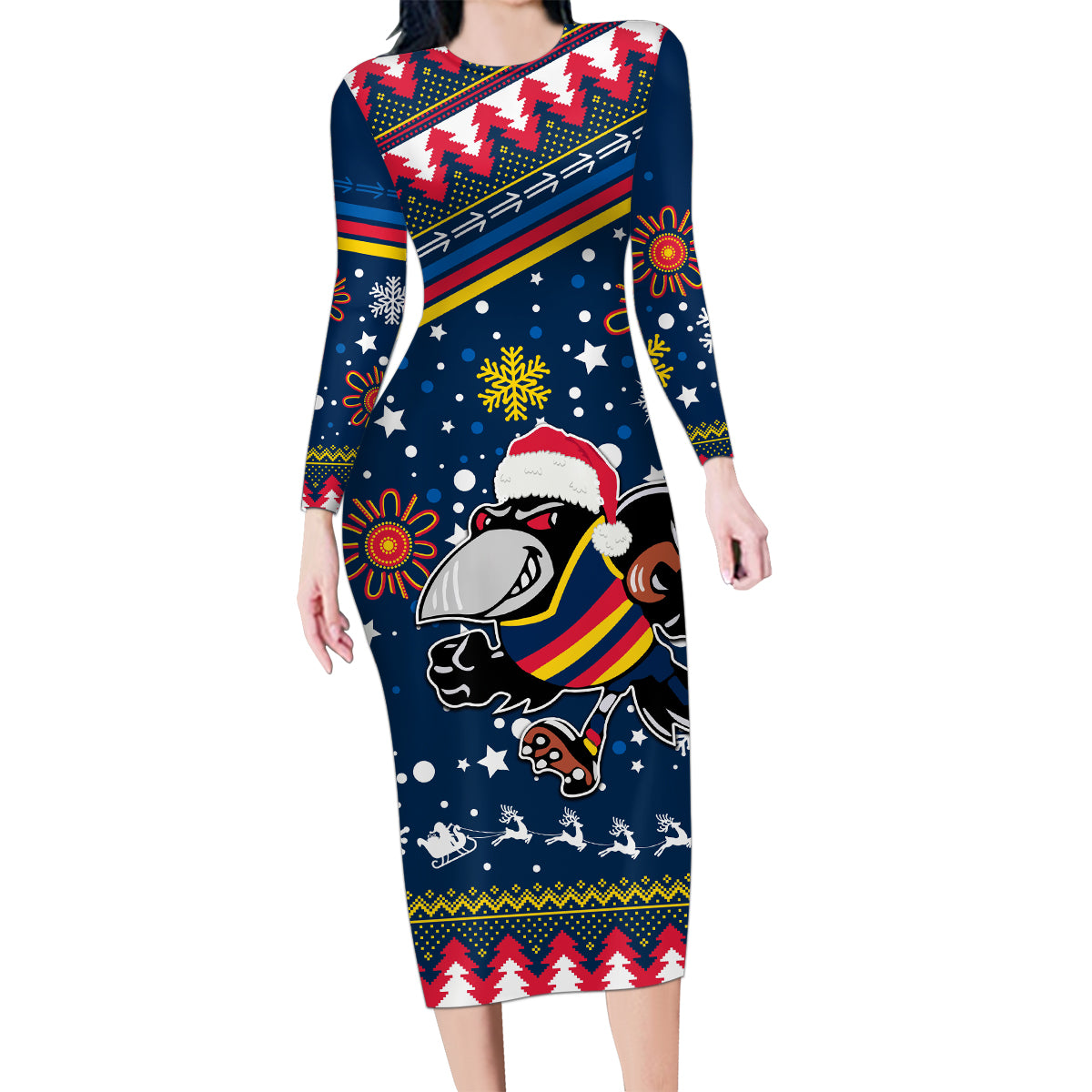 custom-crows-football-family-matching-long-sleeve-bodycon-dress-and-hawaiian-shirt-christmas-vibe-2023