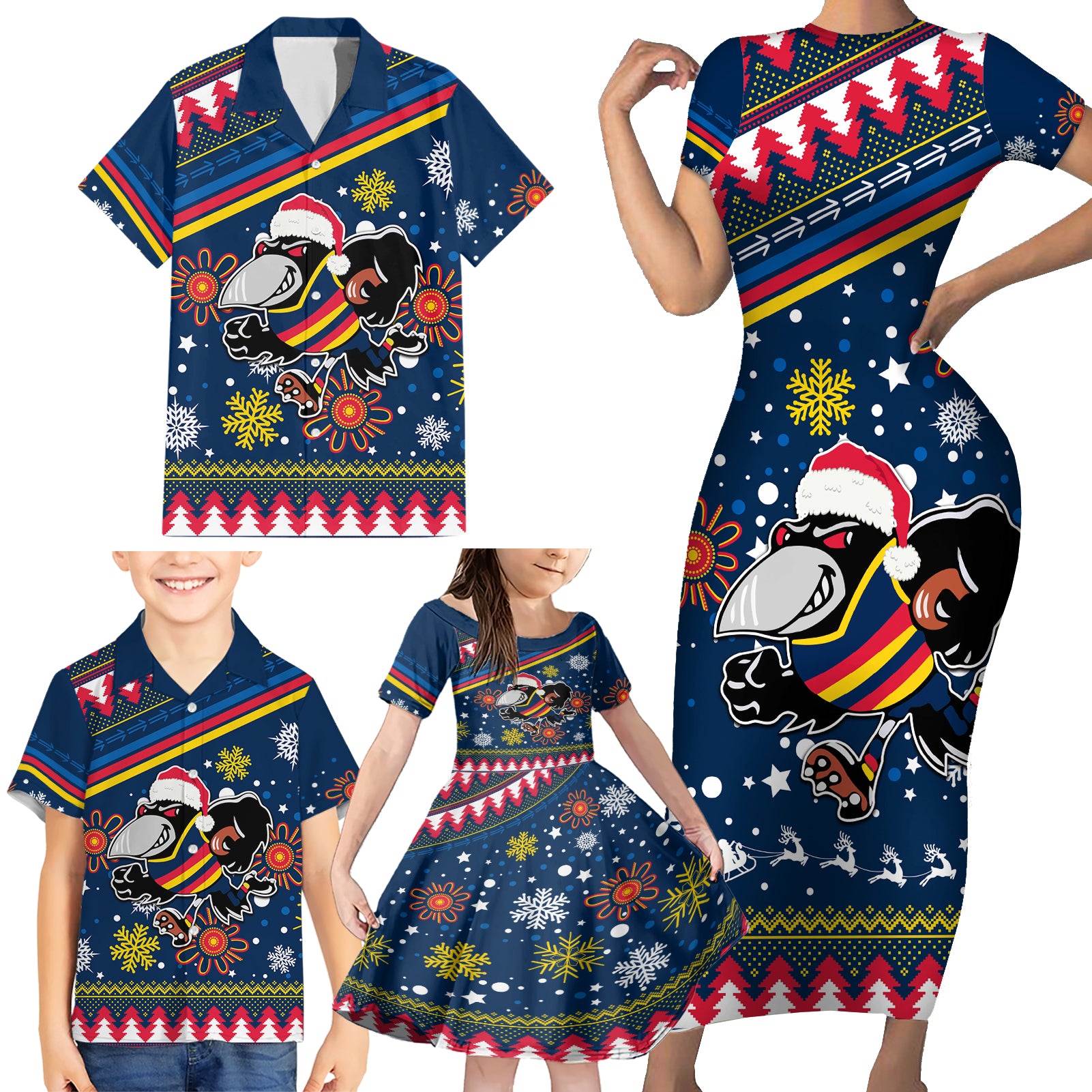 custom-crows-football-family-matching-short-sleeve-bodycon-dress-and-hawaiian-shirt-christmas-vibe-2023