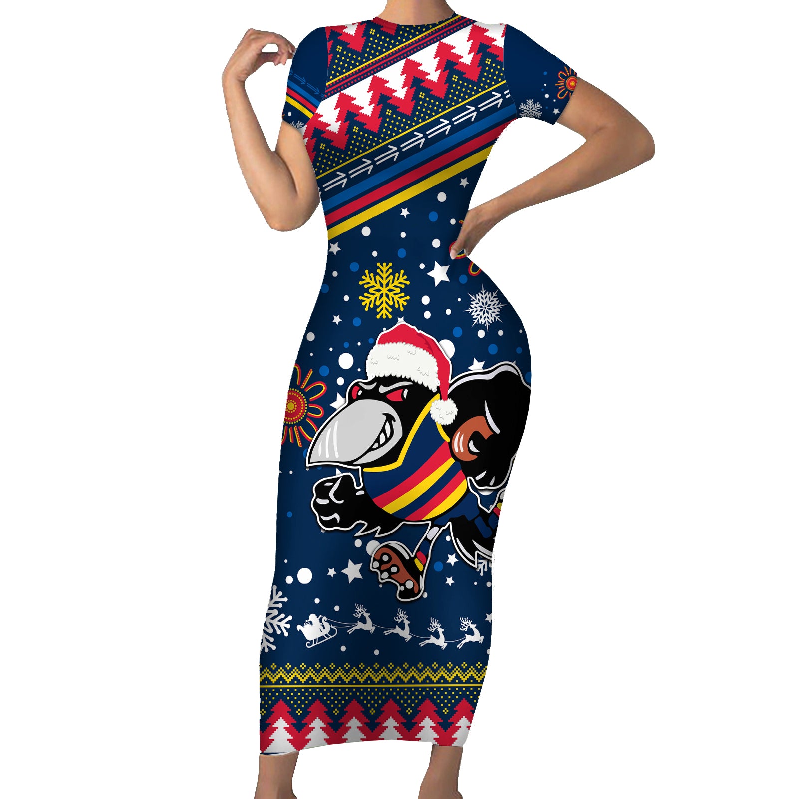 custom-crows-football-family-matching-short-sleeve-bodycon-dress-and-hawaiian-shirt-christmas-vibe-2023