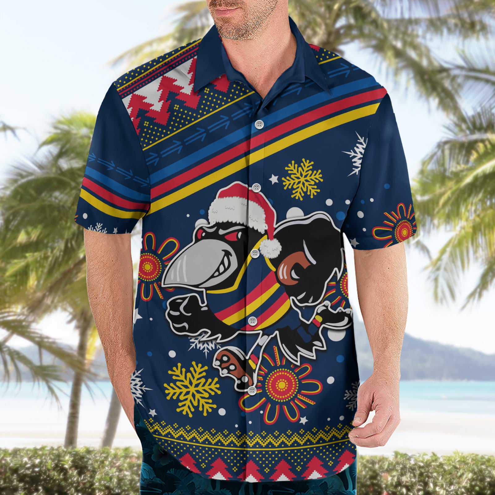 Custom Crows Football Hawaiian Shirt Christmas Vibe 2023 - Vibe Hoodie Shop