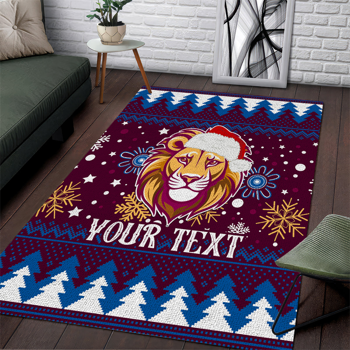 Custom Lions Football Area Rug Christmas Vibe 2023 - Vibe Hoodie Shop