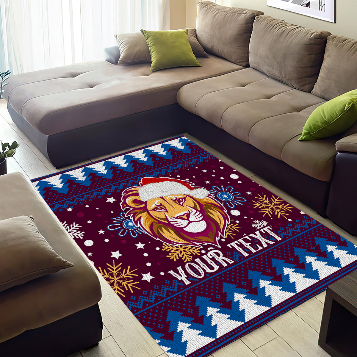 Custom Lions Football Area Rug Christmas Vibe 2023 - Vibe Hoodie Shop