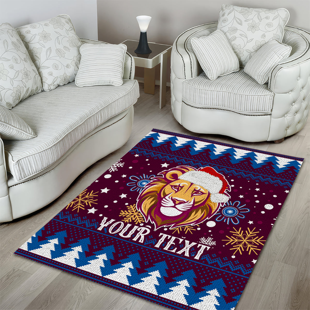 Custom Lions Football Area Rug Christmas Vibe 2023 - Vibe Hoodie Shop