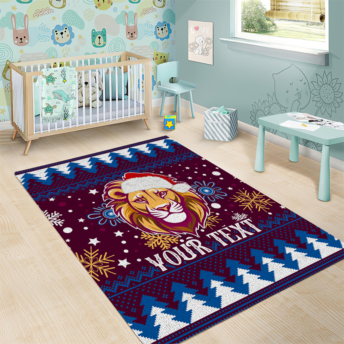 Custom Lions Football Area Rug Christmas Vibe 2023 - Vibe Hoodie Shop