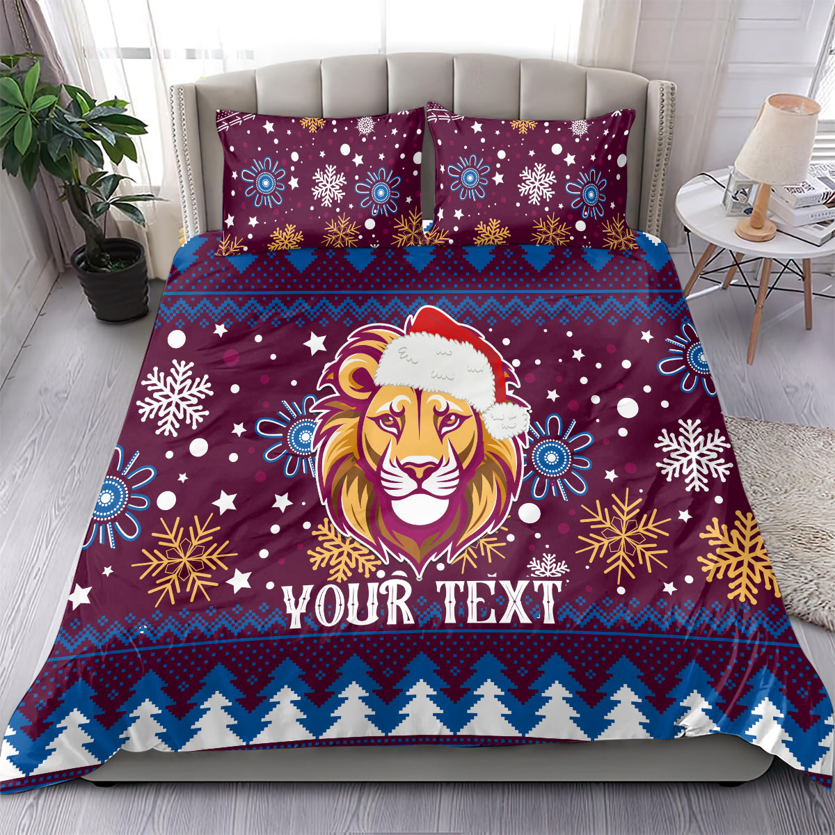 Custom Lions Football Bedding Set Christmas Vibe 2023 - Vibe Hoodie Shop