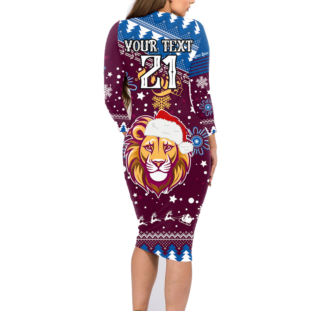 custom-lions-football-family-matching-long-sleeve-bodycon-dress-and-hawaiian-shirt-christmas-vibe-2023