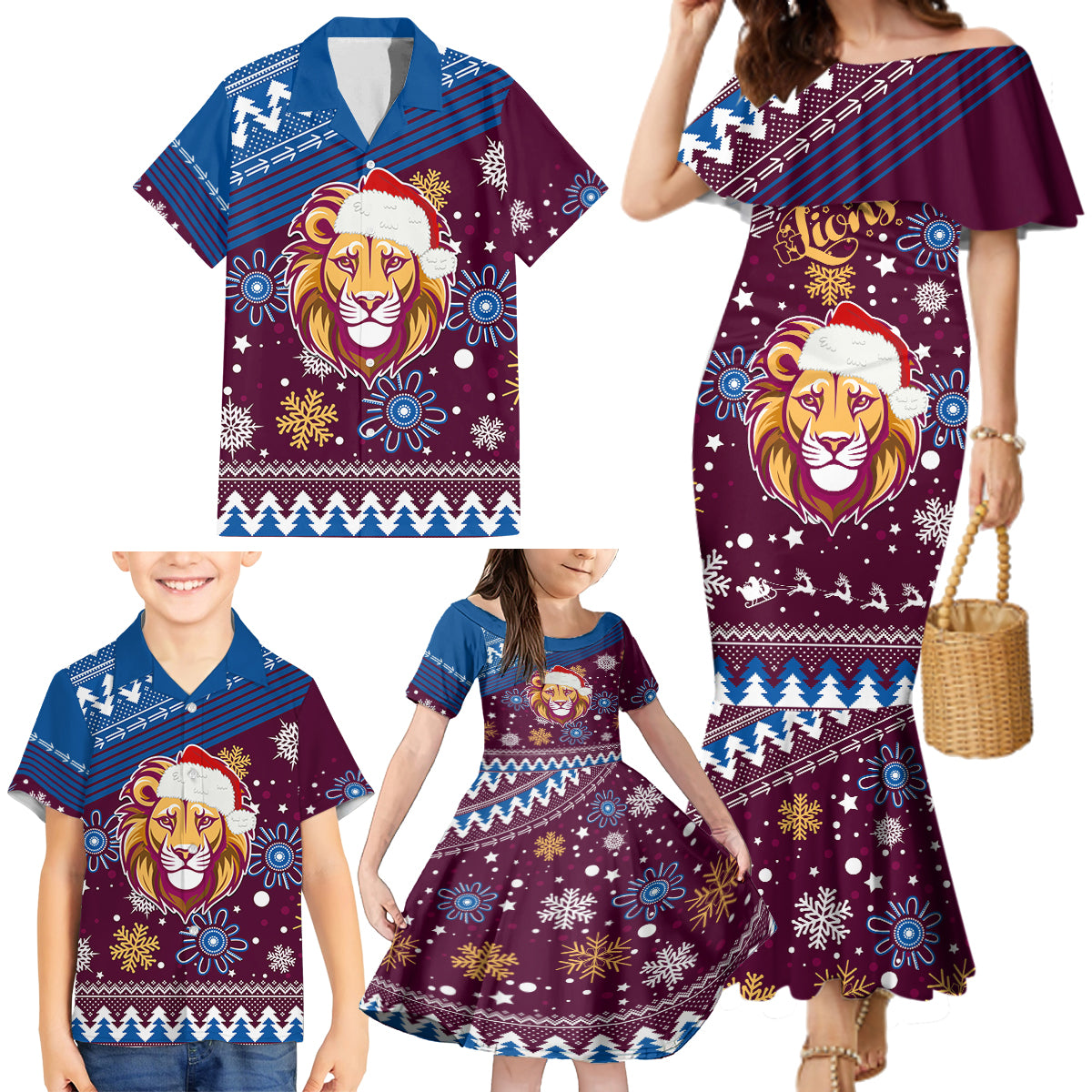 custom-lions-football-family-matching-mermaid-dress-and-hawaiian-shirt-christmas-vibe-2023