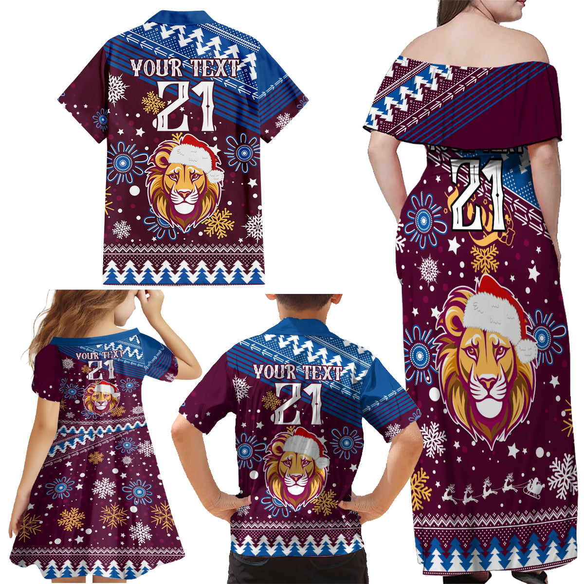 custom-lions-football-family-matching-off-shoulder-maxi-dress-and-hawaiian-shirt-christmas-vibe-2023