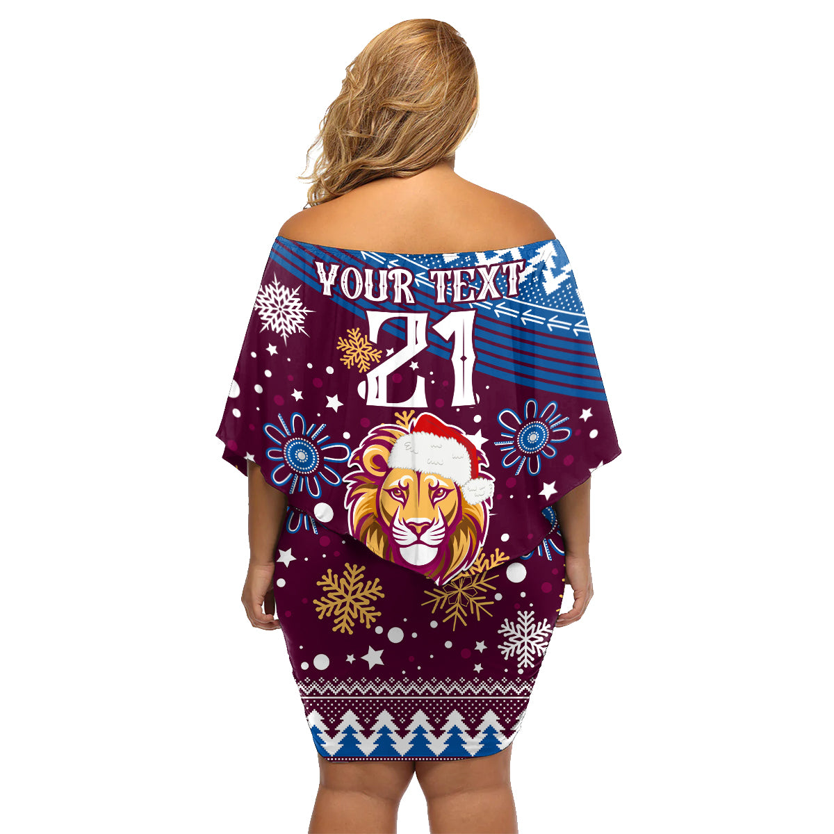 custom-lions-football-family-matching-off-shoulder-short-dress-and-hawaiian-shirt-christmas-vibe-2023