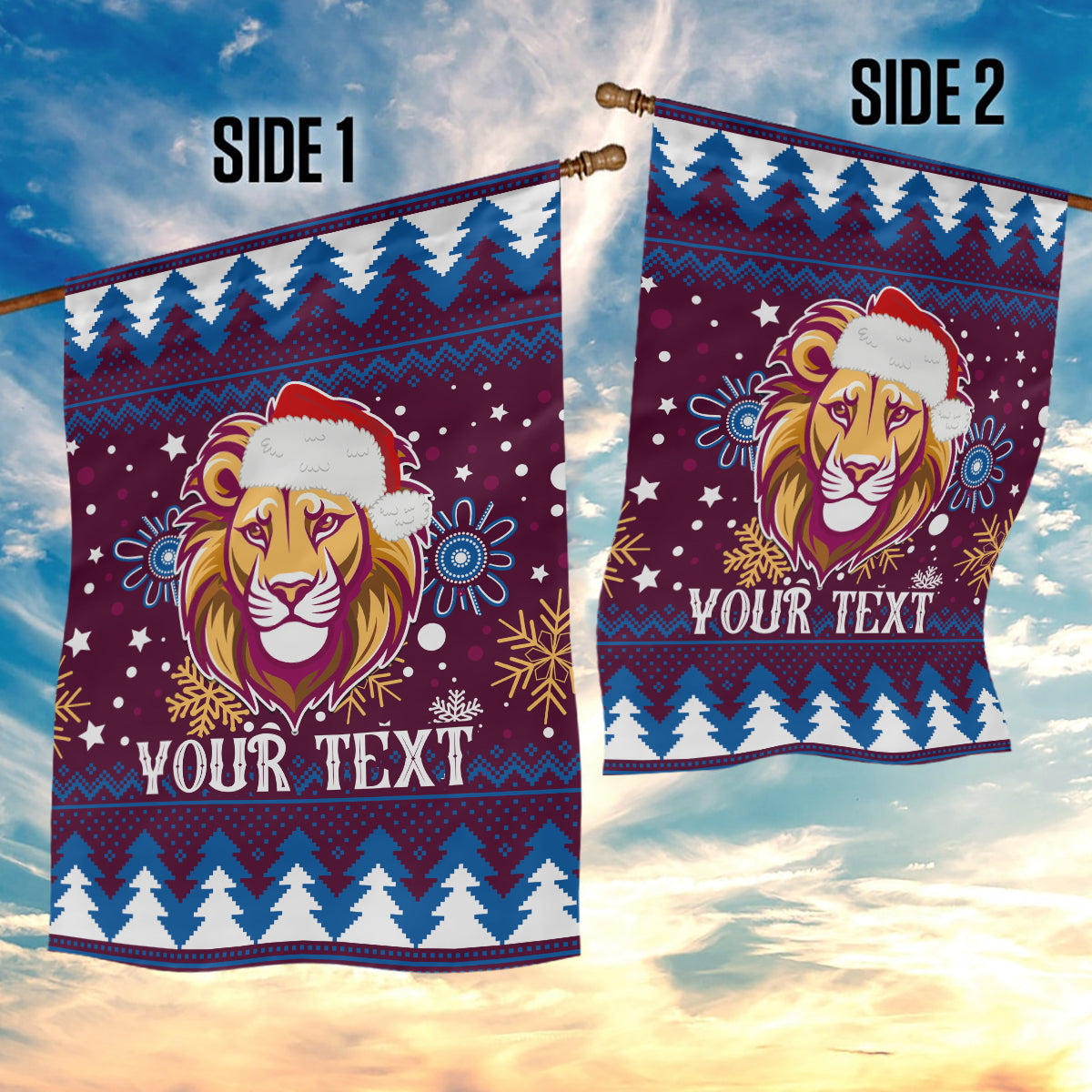 Custom Lions Football Garden Flag Christmas Vibe 2023 - Vibe Hoodie Shop