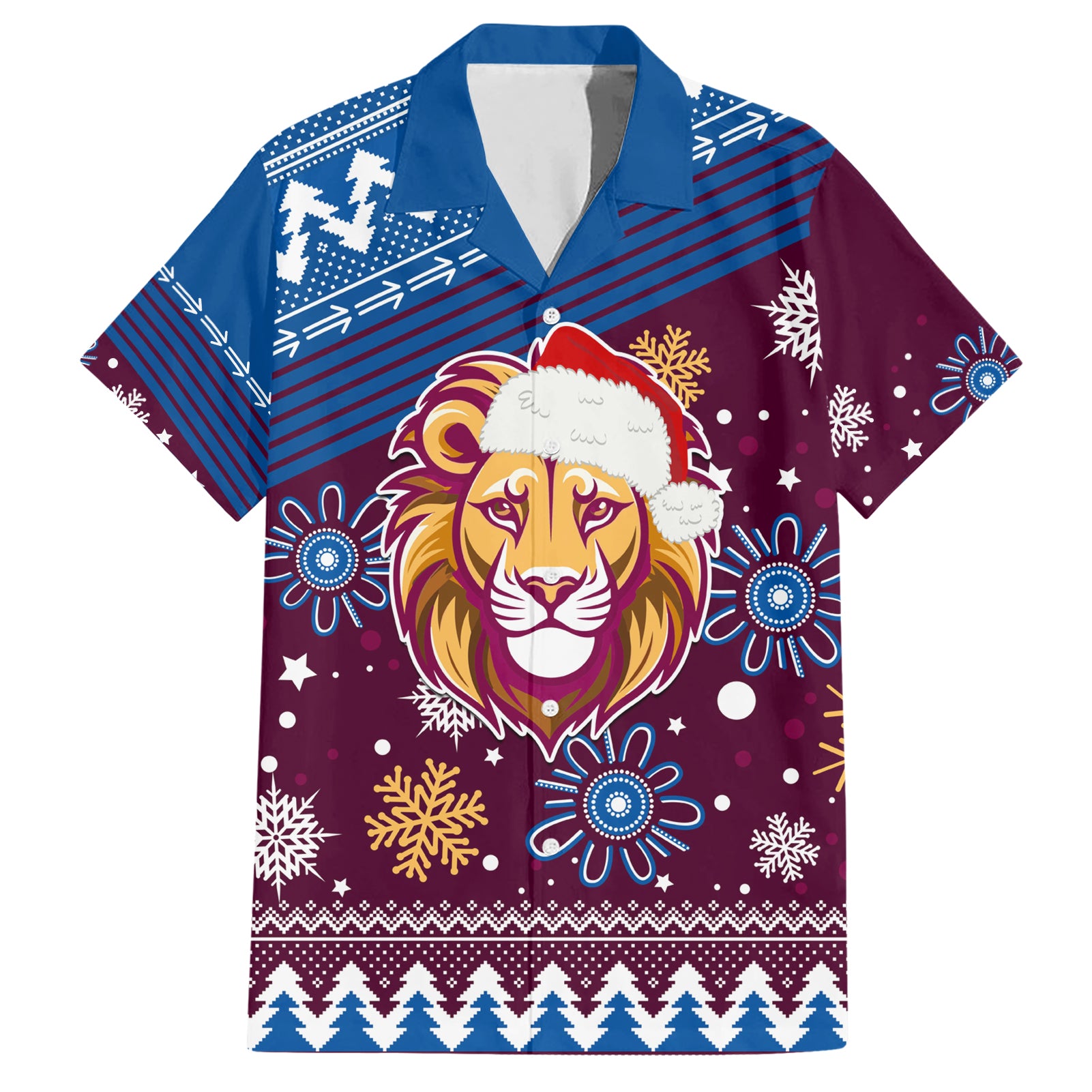 Custom Lions Football Hawaiian Shirt Christmas Vibe 2023 - Vibe Hoodie Shop