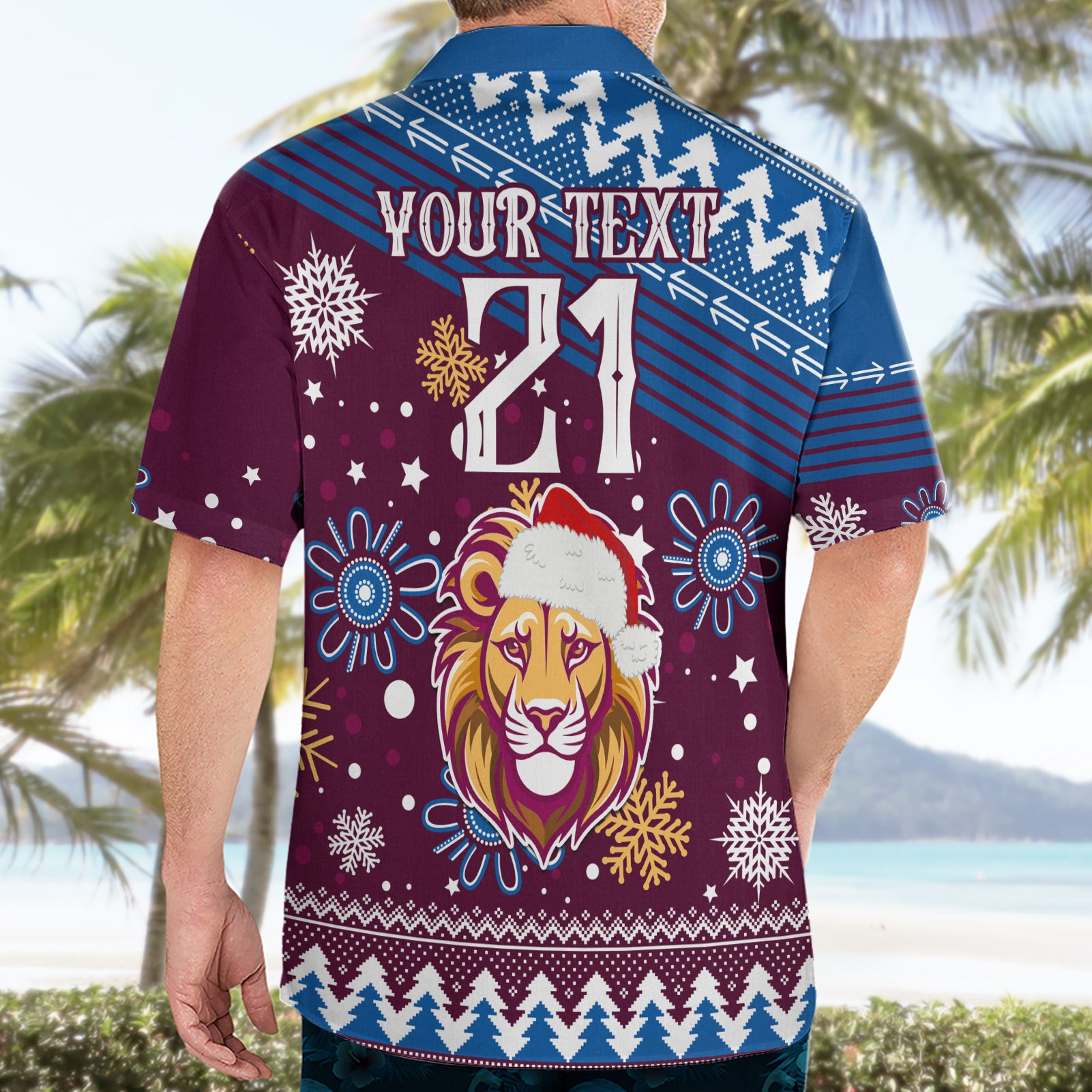 Custom Lions Football Hawaiian Shirt Christmas Vibe 2023 - Vibe Hoodie Shop
