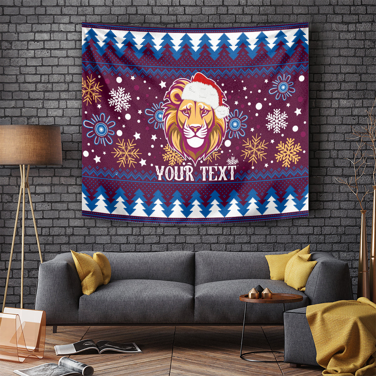 Custom Lions Football Tapestry Christmas Vibe 2023 - Vibe Hoodie Shop