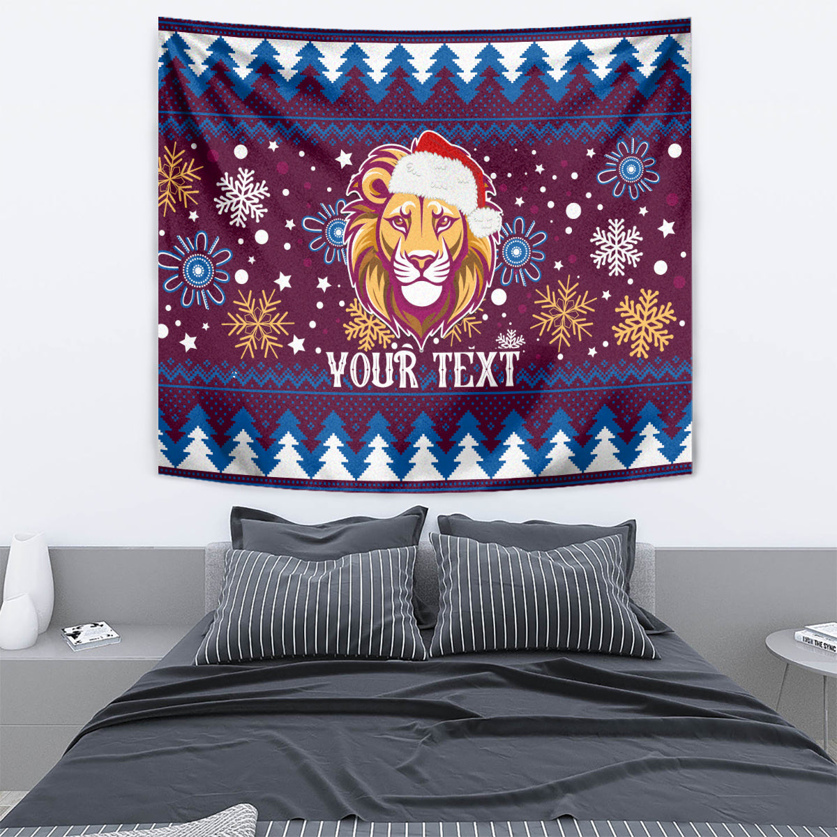 Custom Lions Football Tapestry Christmas Vibe 2023 - Vibe Hoodie Shop