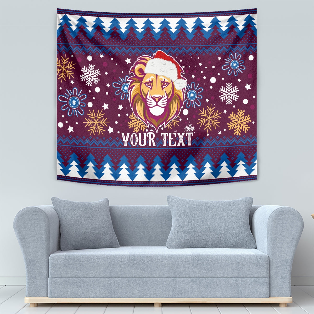 Custom Lions Football Tapestry Christmas Vibe 2023 - Vibe Hoodie Shop