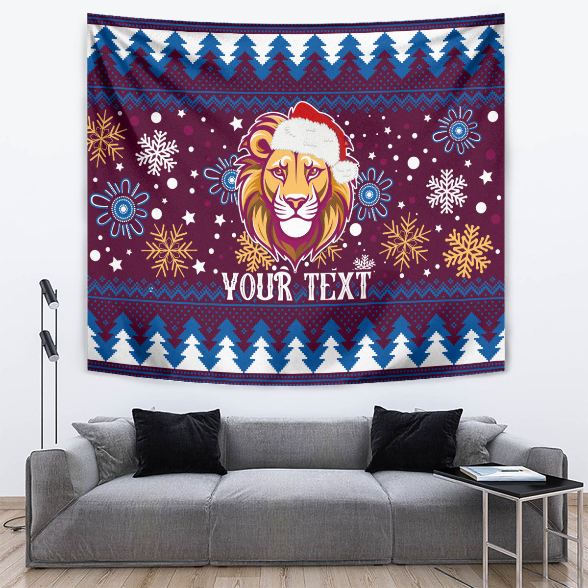 Custom Lions Football Tapestry Christmas Vibe 2023 - Vibe Hoodie Shop