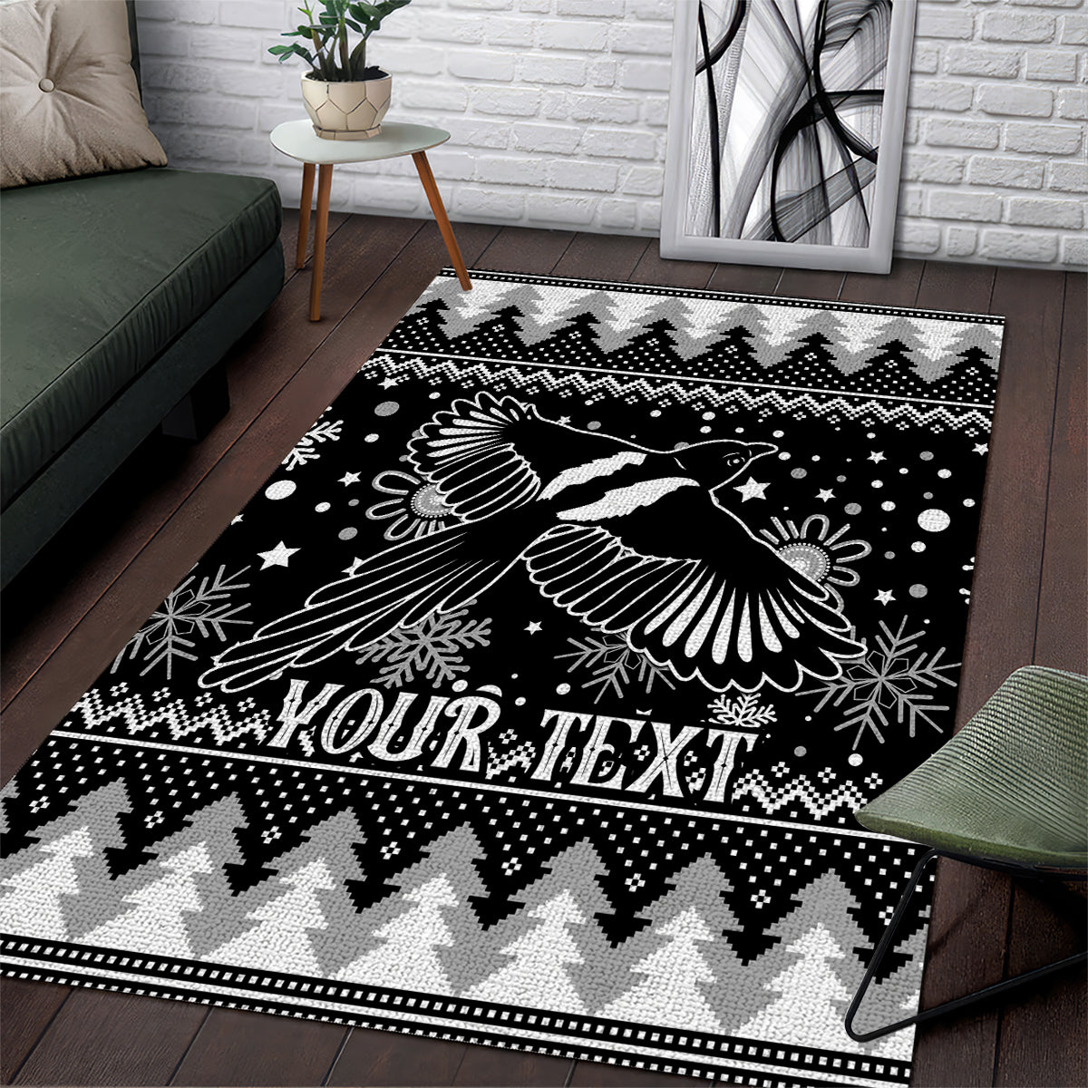 Custom Magpies Football Area Rug Christmas Vibe 2023 - Vibe Hoodie Shop