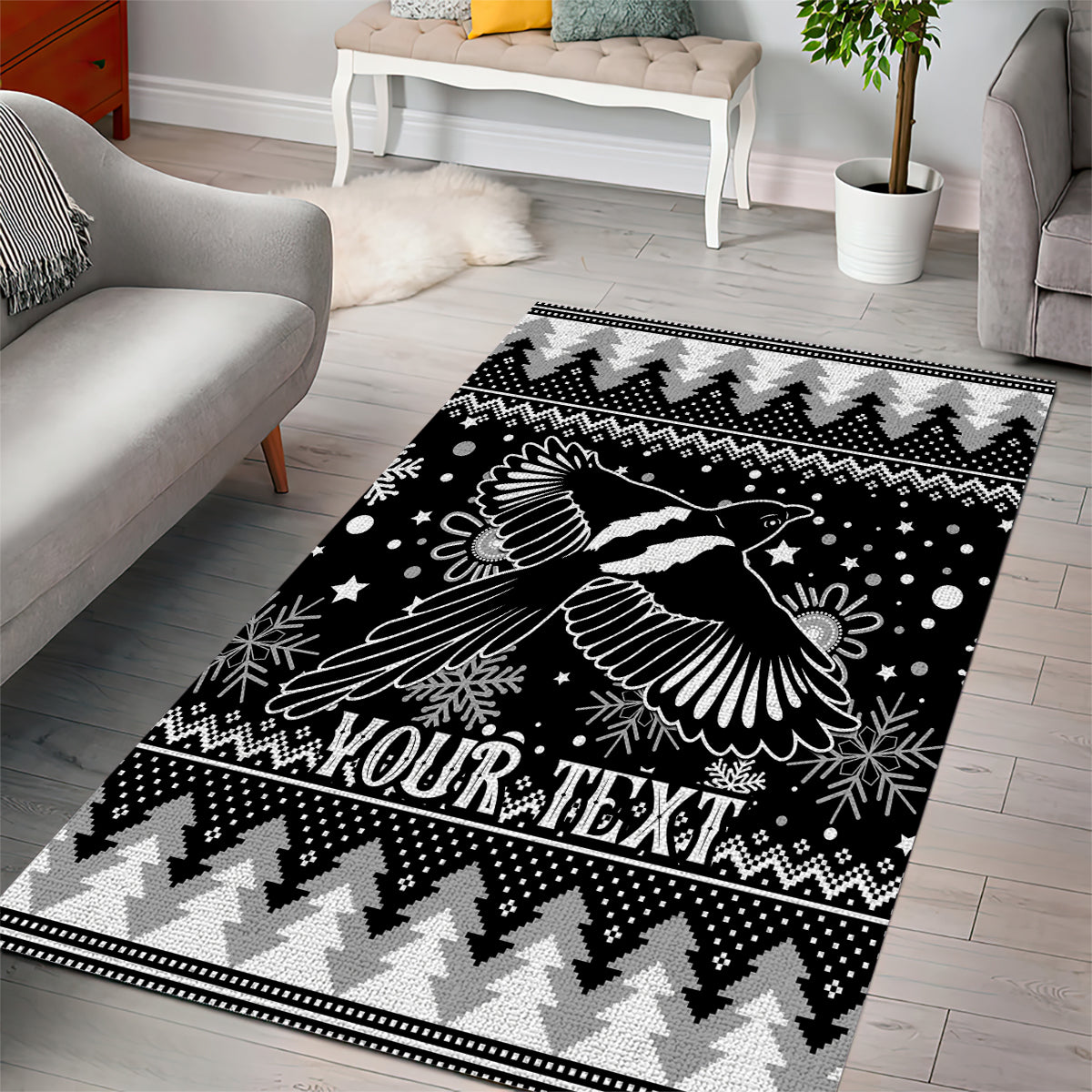 Custom Magpies Football Area Rug Christmas Vibe 2023 - Vibe Hoodie Shop