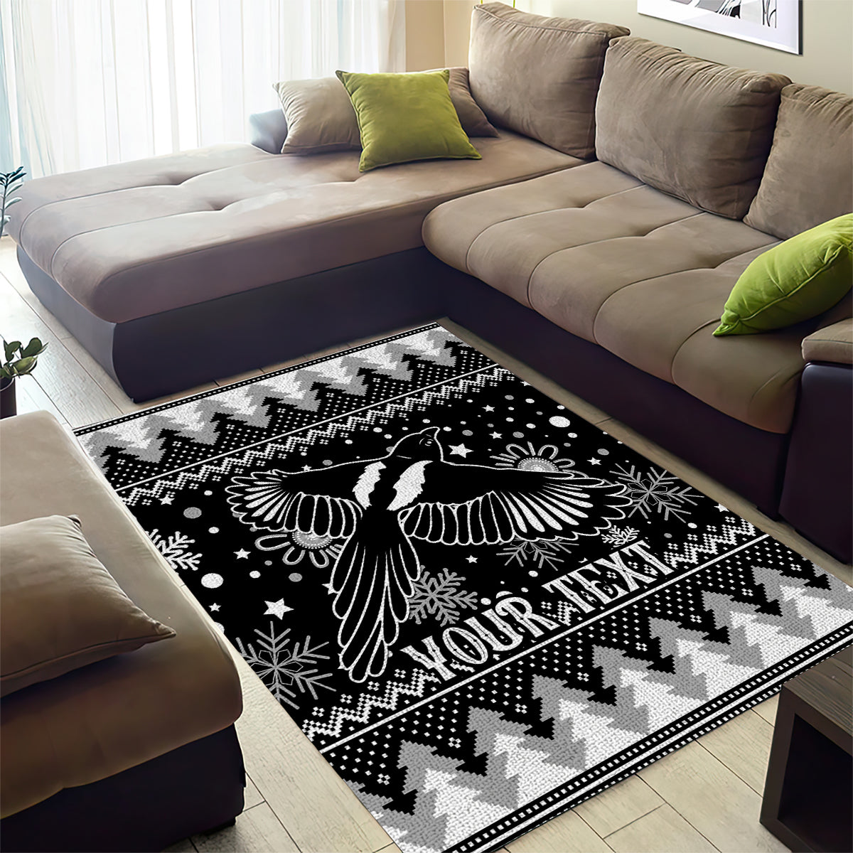 Custom Magpies Football Area Rug Christmas Vibe 2023 - Vibe Hoodie Shop