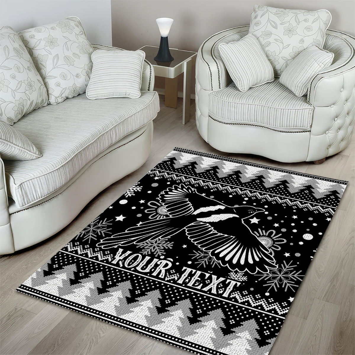 Custom Magpies Football Area Rug Christmas Vibe 2023 - Vibe Hoodie Shop