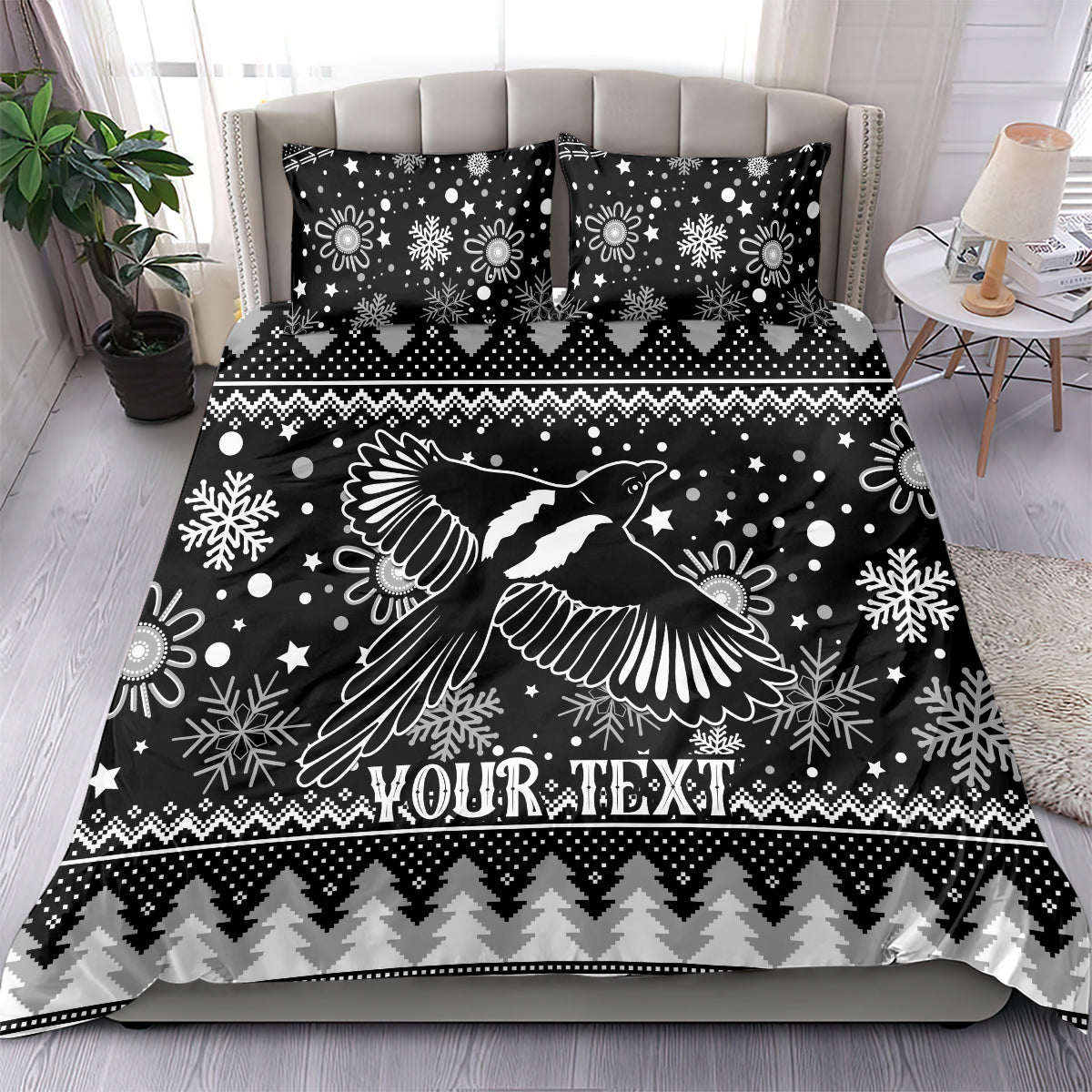 Custom Magpies Football Bedding Set Christmas Vibe 2023 - Vibe Hoodie Shop