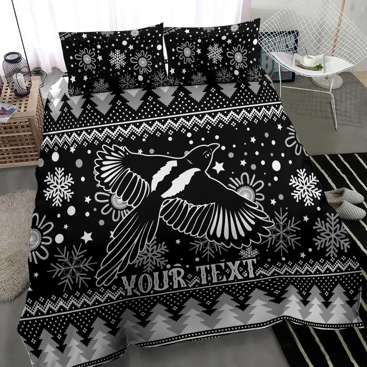 Custom Magpies Football Bedding Set Christmas Vibe 2023 - Vibe Hoodie Shop