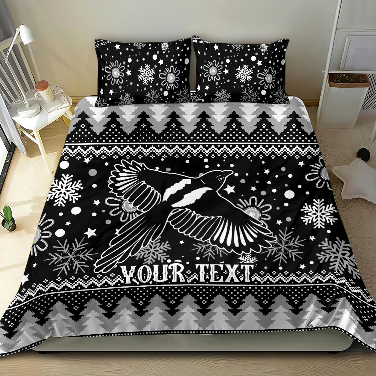 Custom Magpies Football Bedding Set Christmas Vibe 2023 - Vibe Hoodie Shop