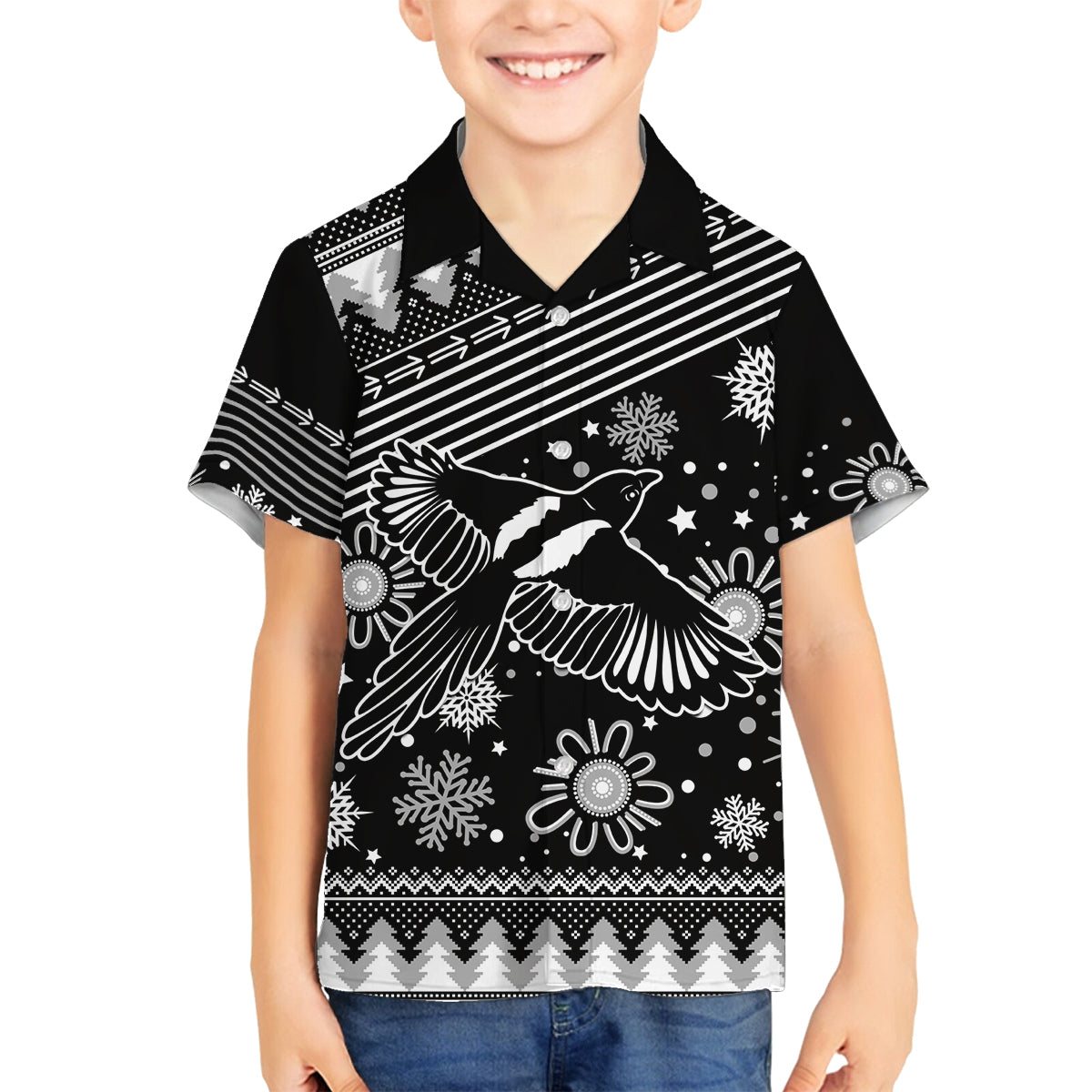 custom-magpies-football-family-matching-long-sleeve-bodycon-dress-and-hawaiian-shirt-christmas-vibe-2023