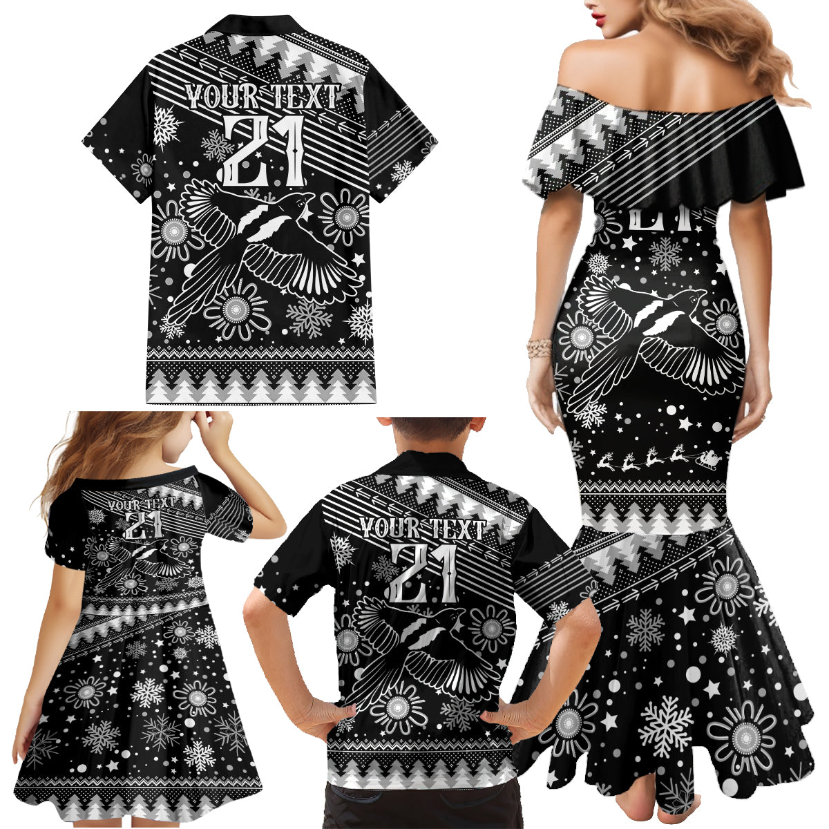 custom-magpies-football-family-matching-mermaid-dress-and-hawaiian-shirt-christmas-vibe-2023