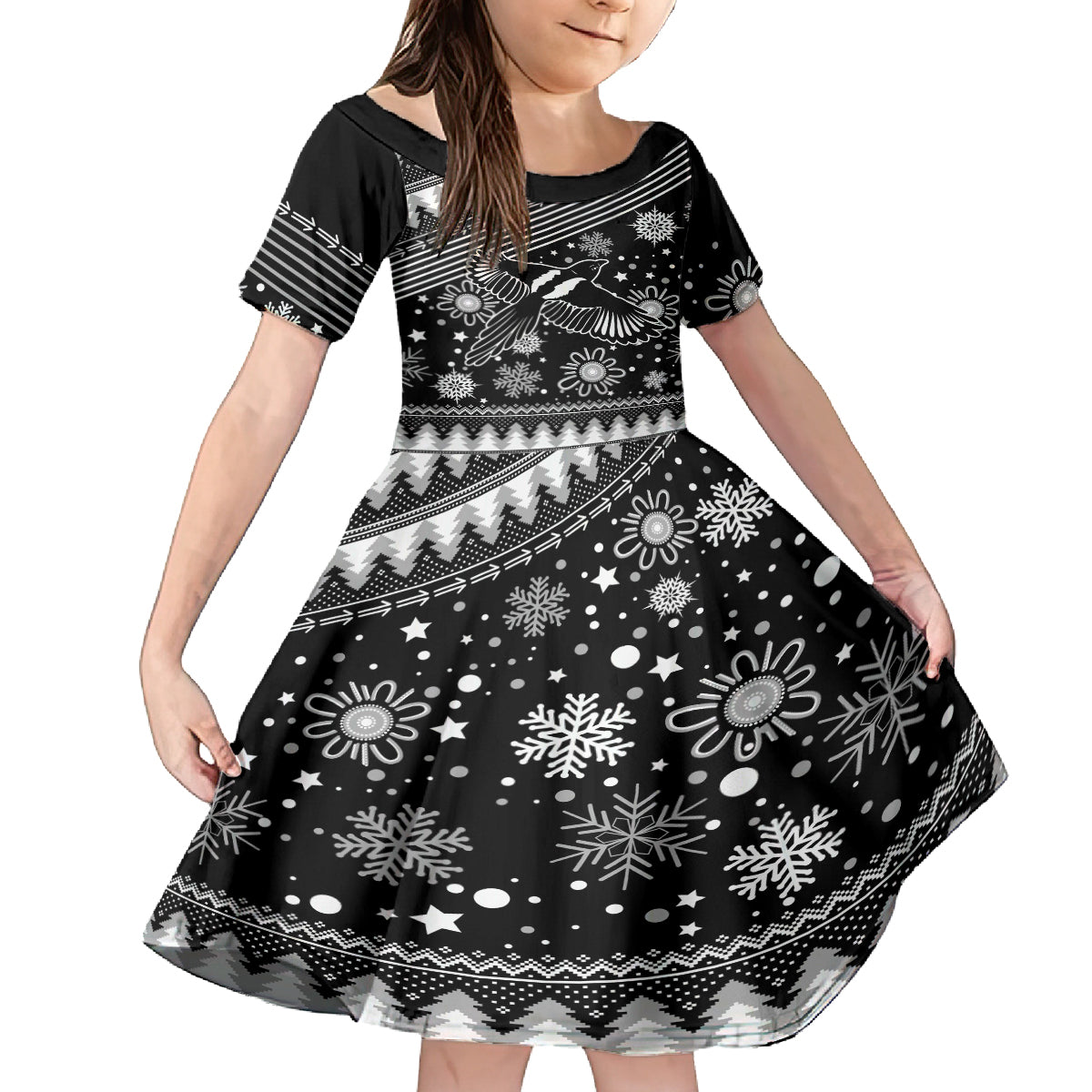 custom-magpies-football-family-matching-off-shoulder-maxi-dress-and-hawaiian-shirt-christmas-vibe-2023