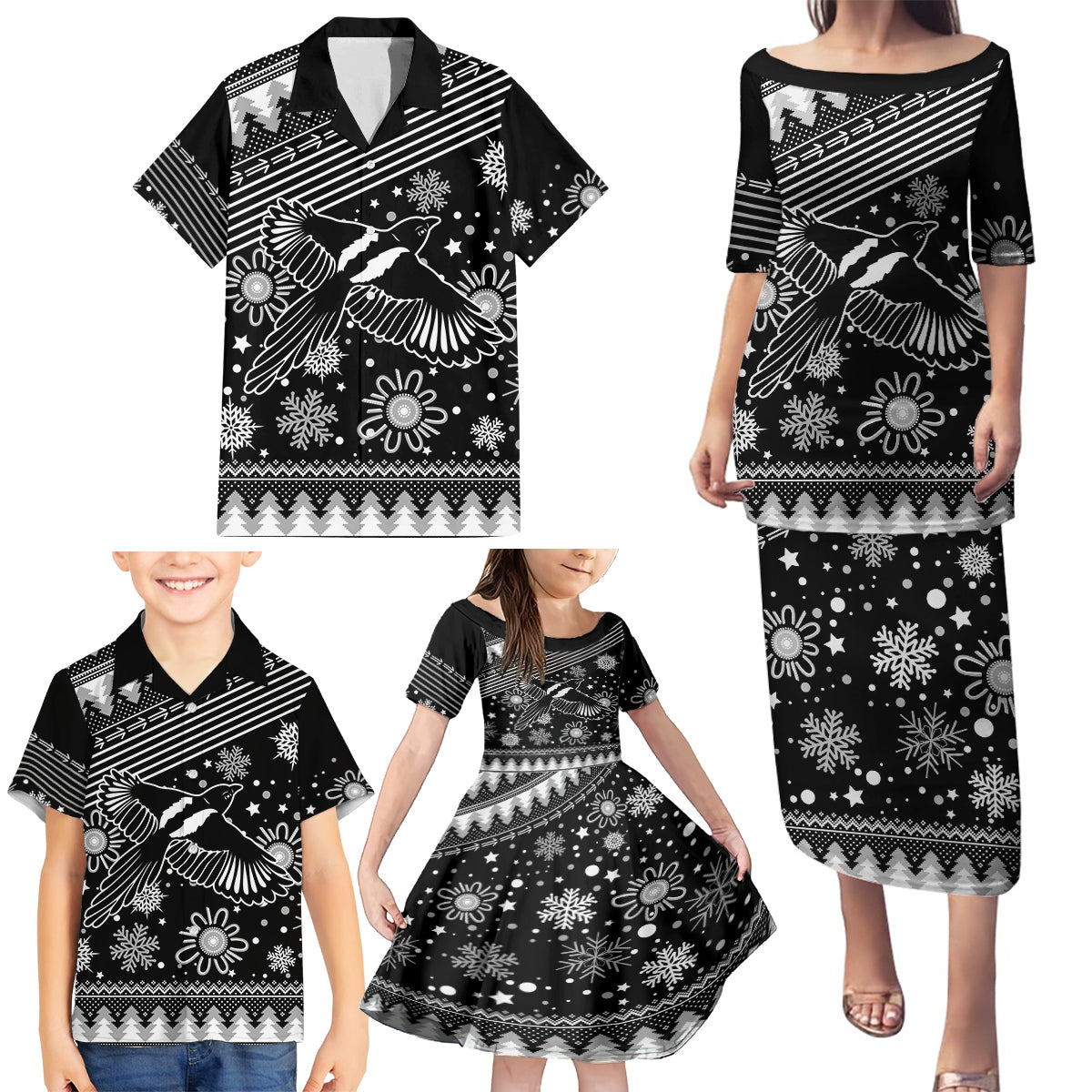 custom-magpies-football-family-matching-puletasi-dress-and-hawaiian-shirt-christmas-vibe-2023