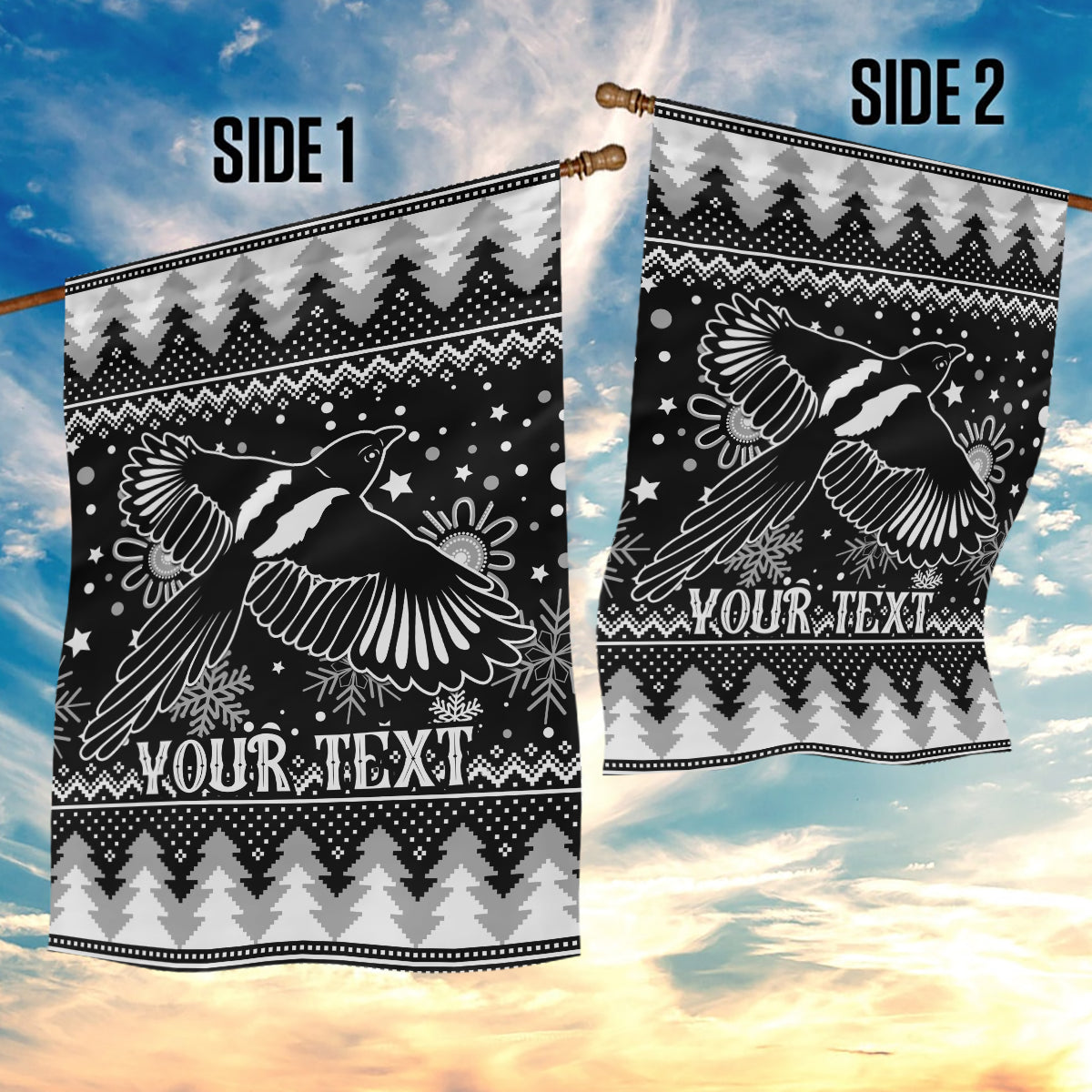 Custom Magpies Football Garden Flag Christmas Vibe 2023 - Vibe Hoodie Shop