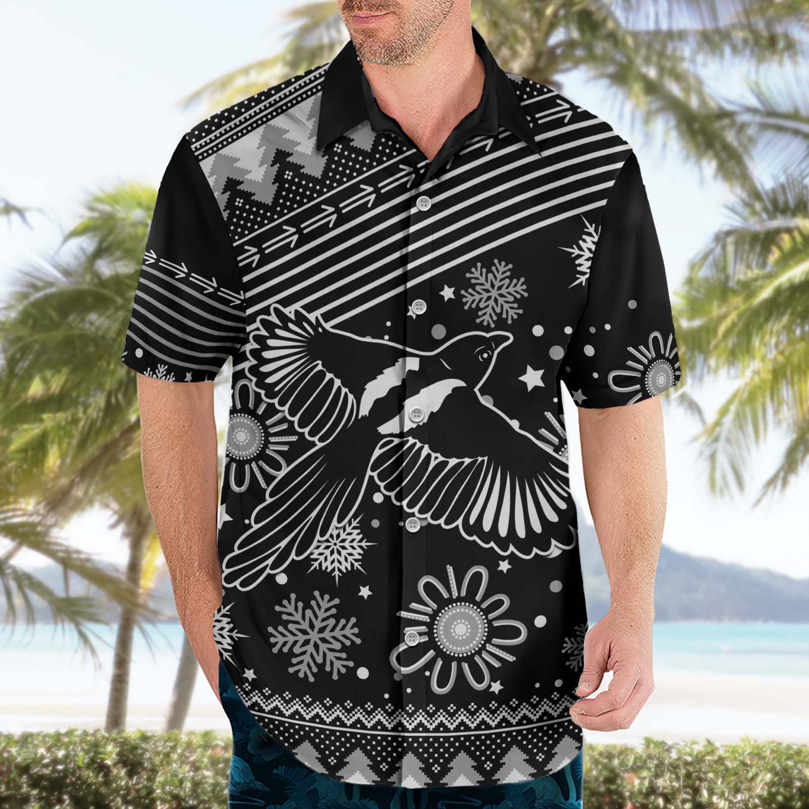 Custom Magpies Football Hawaiian Shirt Christmas Vibe 2023 - Vibe Hoodie Shop