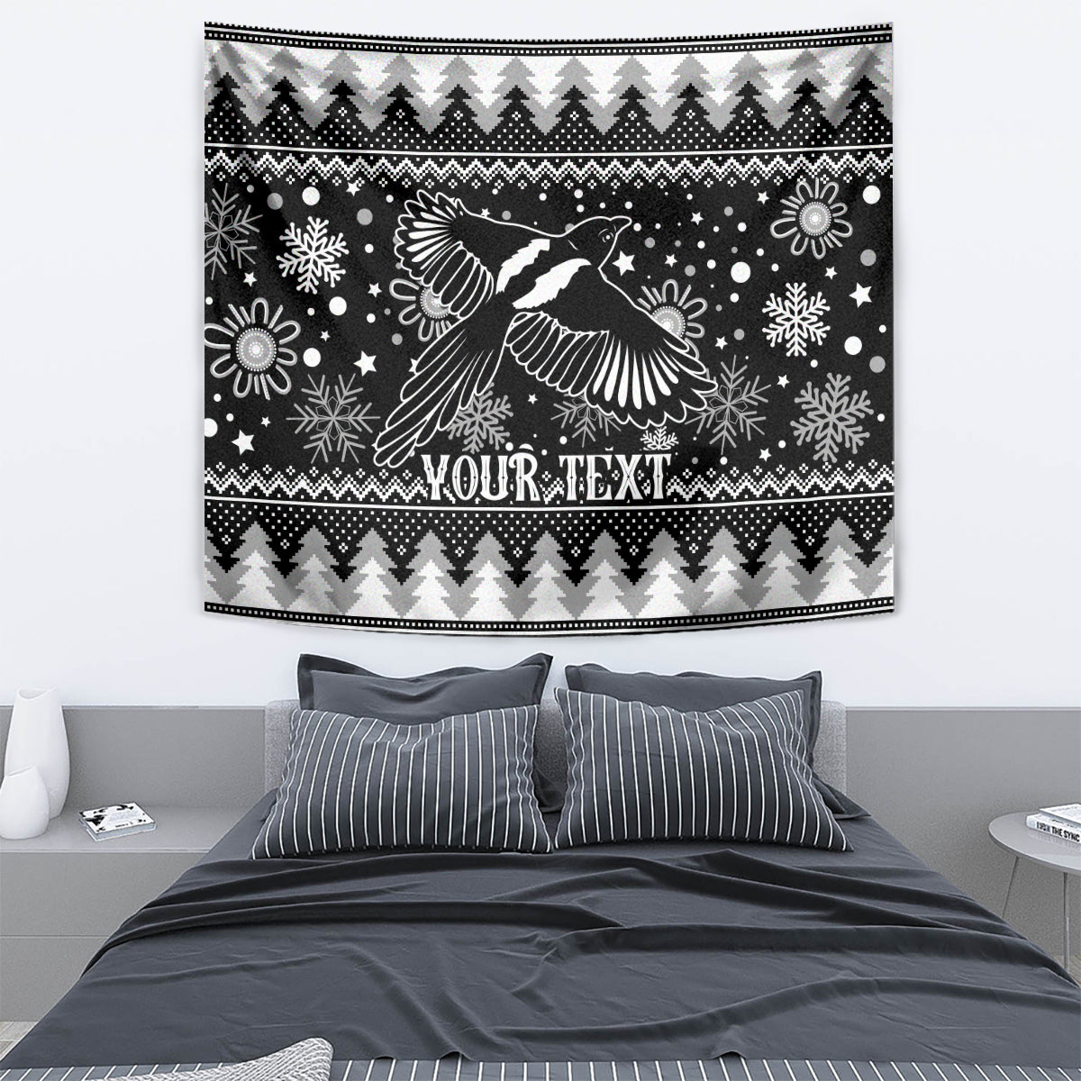 Custom Magpies Football Tapestry Christmas Vibe 2023 - Vibe Hoodie Shop