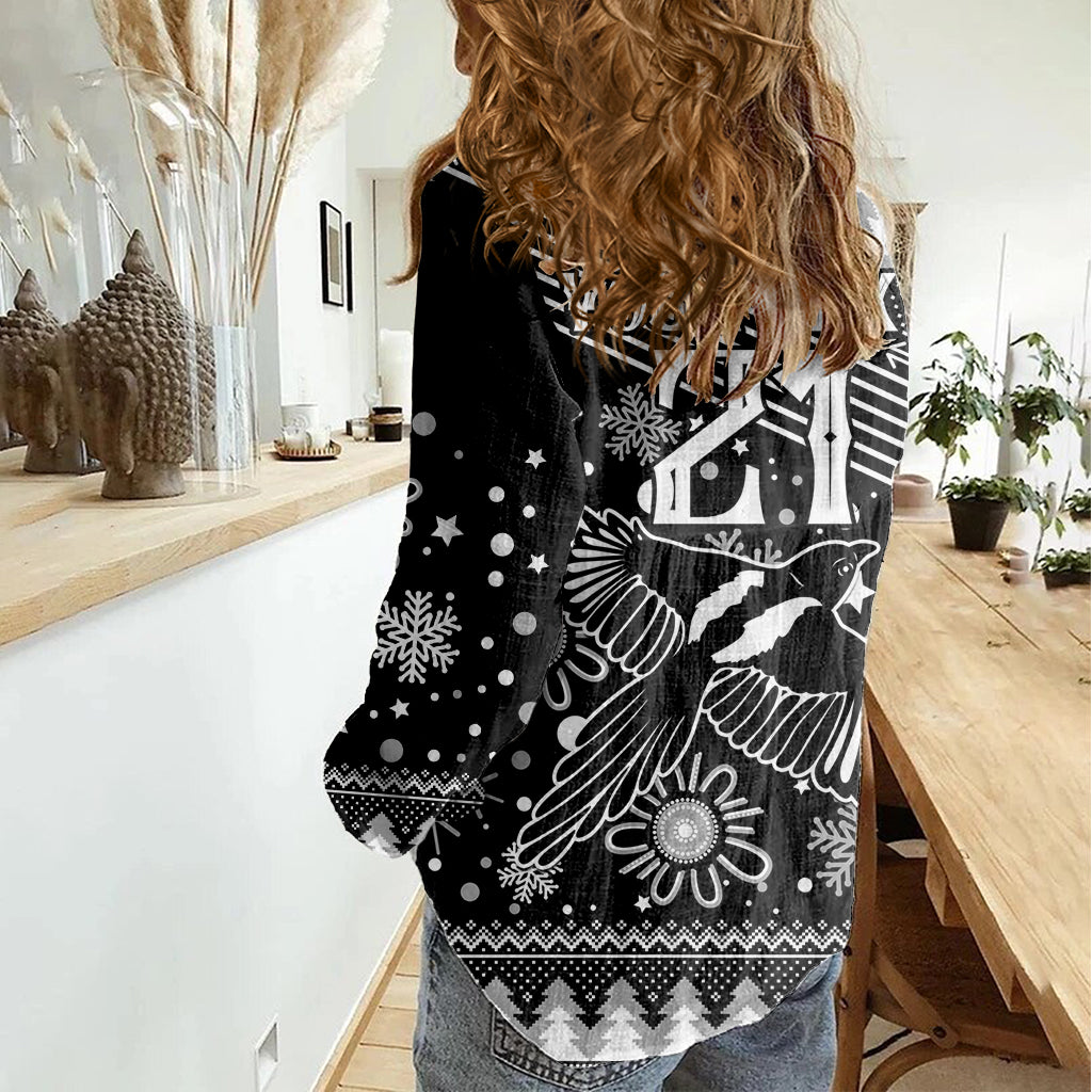 Custom Magpies Football Women Casual Shirt Christmas Vibe 2023 - Vibe Hoodie Shop