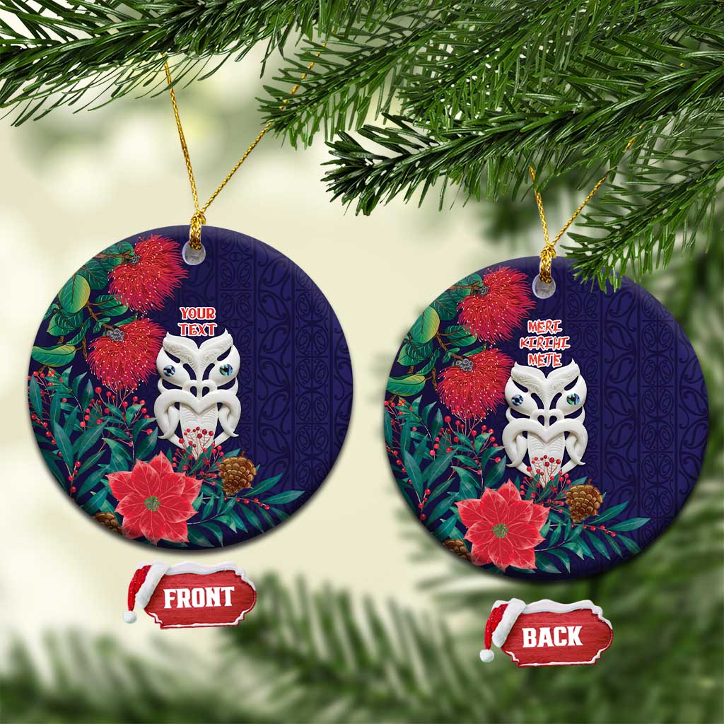 Maori Wheku Meri Kirihimete Personalised Ceramic Ornament All Blue Indigenous Maori Motif - Vibe Hoodie