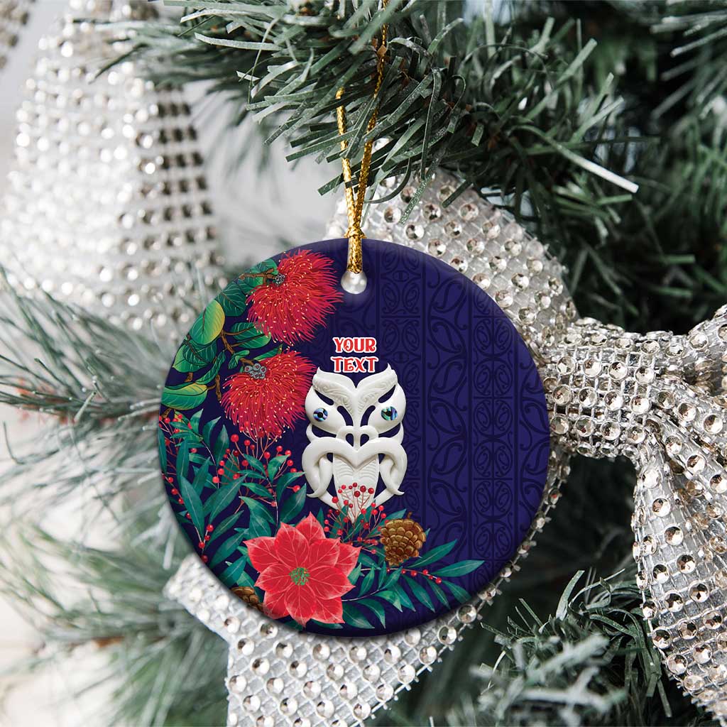 Maori Wheku Meri Kirihimete Personalised Ceramic Ornament All Blue Indigenous Maori Motif - Vibe Hoodie