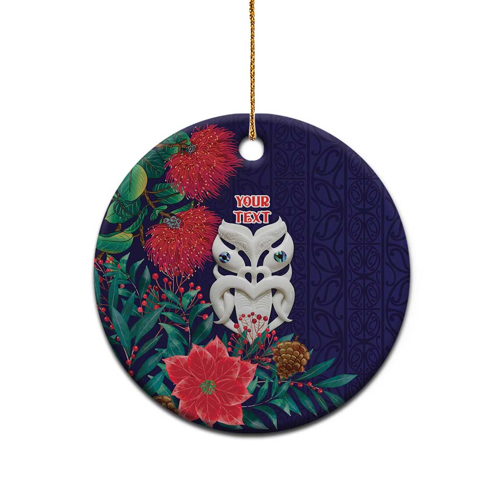 Maori Wheku Meri Kirihimete Personalised Ceramic Ornament All Blue Indigenous Maori Motif - Vibe Hoodie