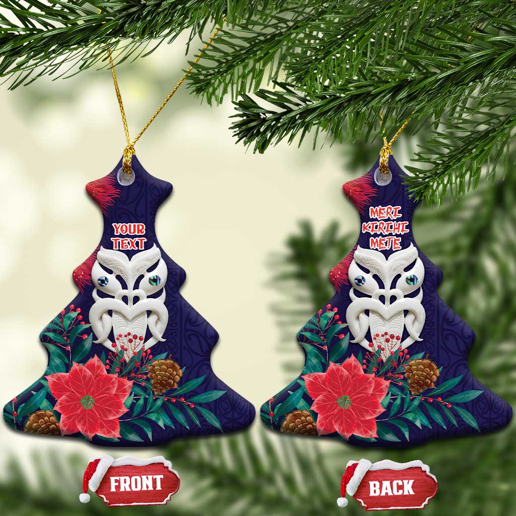 Maori Wheku Meri Kirihimete Personalised Ceramic Ornament All Blue Indigenous Maori Motif - Vibe Hoodie