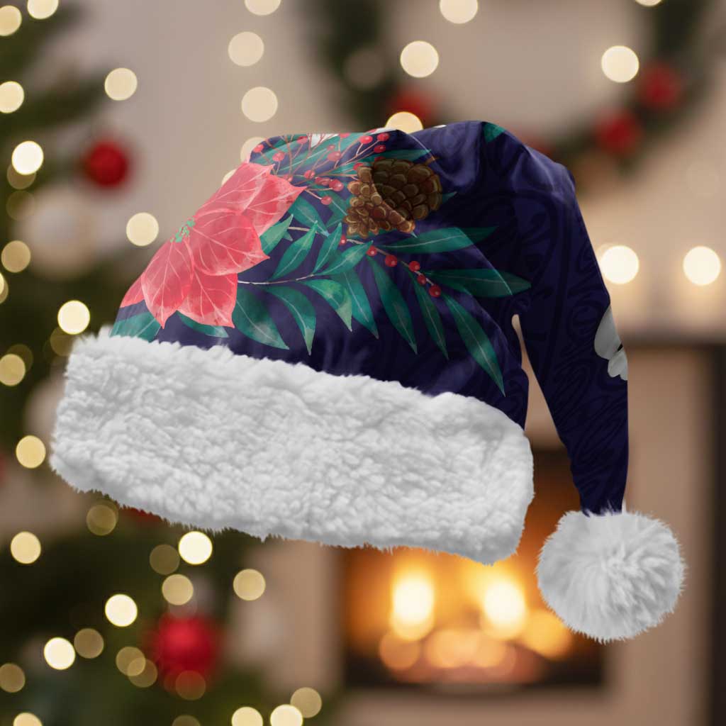 Maori Wheku Meri Kirihimete Personalised Christmas Santa Hat All Blue Indigenous Maori Motif - Vibe Hoodie