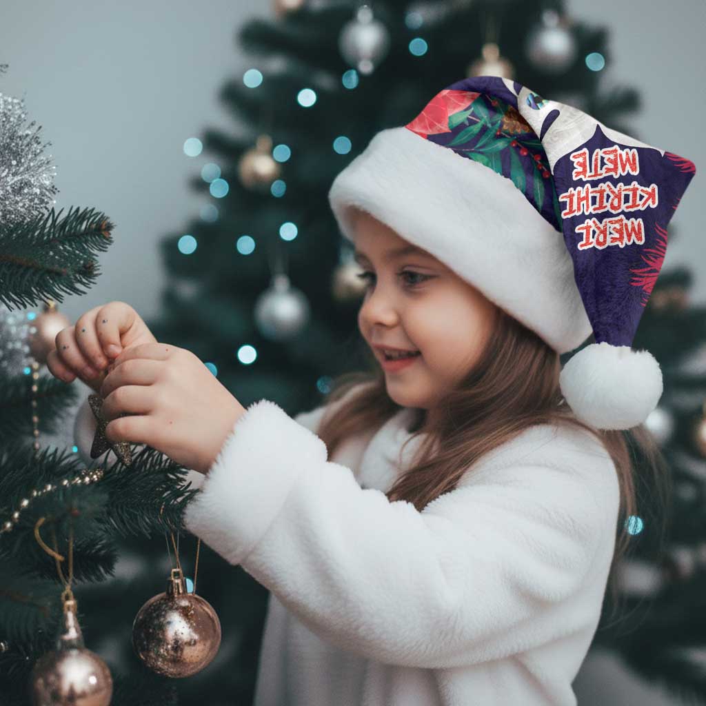 Maori Wheku Meri Kirihimete Personalised Christmas Santa Hat All Blue Indigenous Maori Motif - Vibe Hoodie