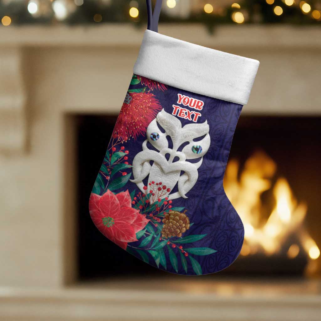 Maori Wheku Meri Kirihimete Personalised Christmas Stocking All Blue Indigenous Maori Motif - Vibe Hoodie