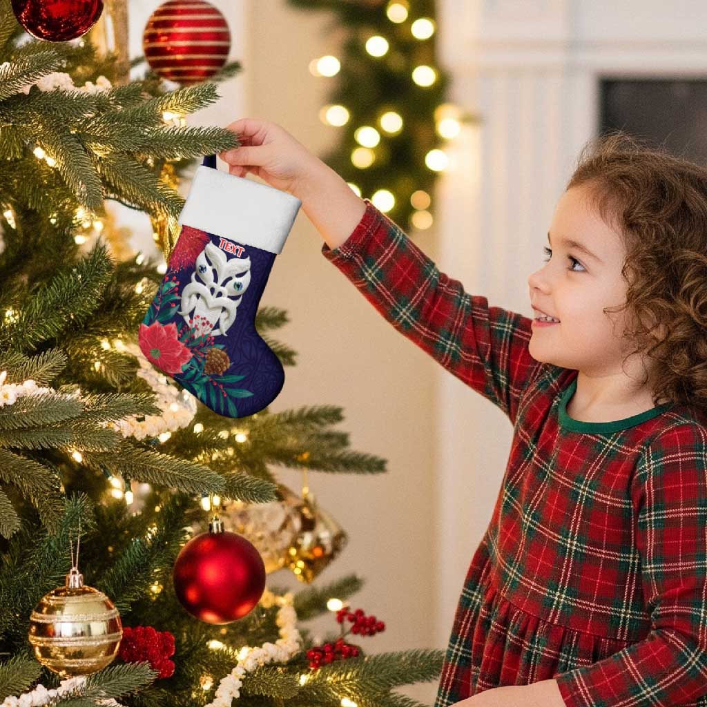 Maori Wheku Meri Kirihimete Personalised Christmas Stocking All Blue Indigenous Maori Motif - Vibe Hoodie