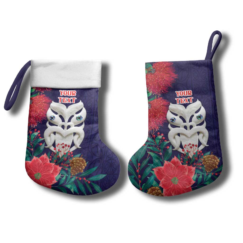 Maori Wheku Meri Kirihimete Personalised Christmas Stocking All Blue Indigenous Maori Motif - Vibe Hoodie