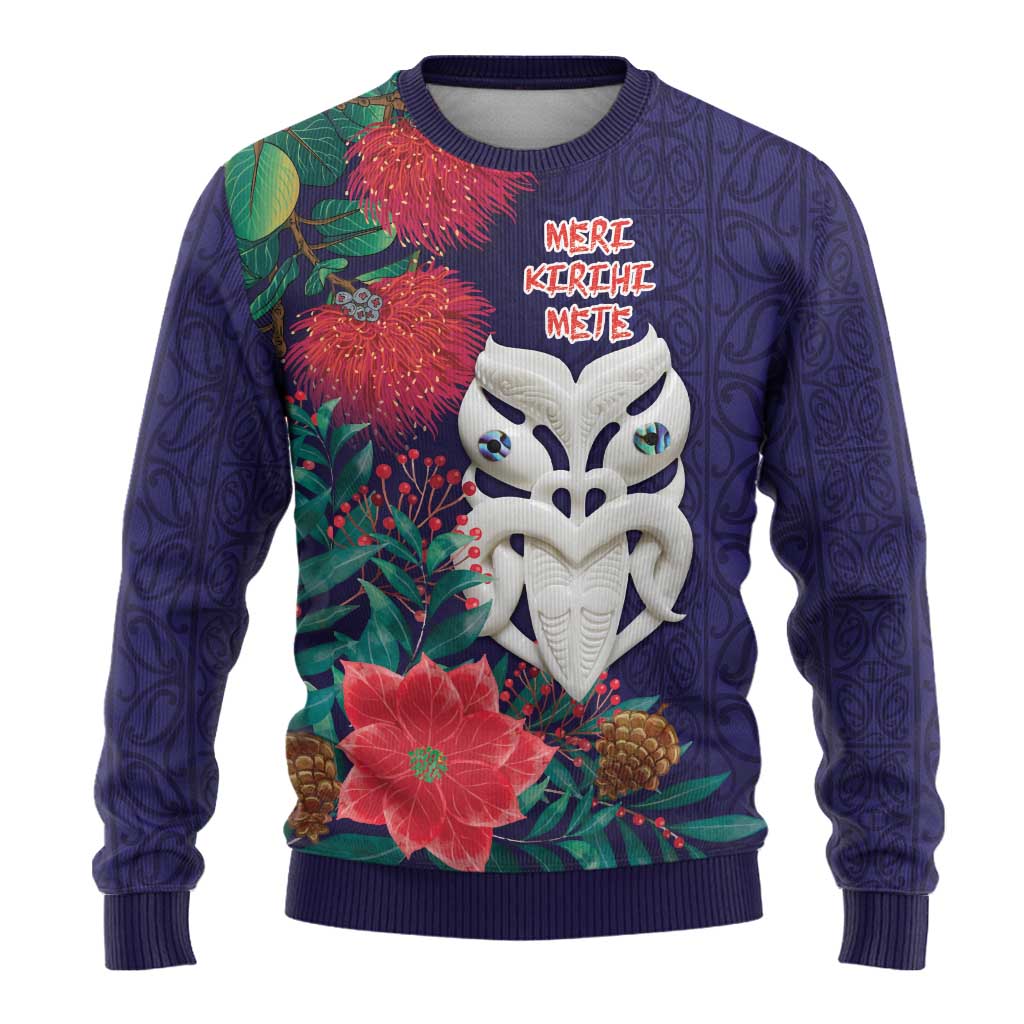 Maori Wheku Meri Kirihimete Personalised Ugly Christmas Sweater All Blue Indigenous Maori Motif - Vibe Hoodie